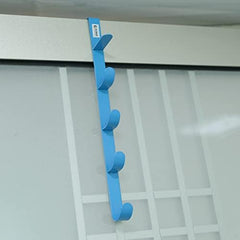 Kuber Industries 5-Level Cloth Hanger|Multipurpose Cloth & Towel Holder|Iron Spray Material|Easy Installation|Interchangeable Over The Door Towel Holder|ZT-3115(B) Pack of 10|Blue