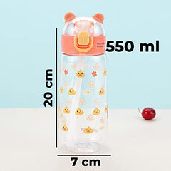 Kuber Pack of 5 Water Bottle for Kids | Printed Designs for Kids | Plastic Sipper Bottle for Kids | Food Grade Plastic | One Click Open Flip Lid | Transparent, Leak Proof, BPA Free | 550 ml