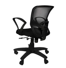 Kuber Industries Ergonomic Revolving Office Chairs for Work From Home | Comes with Manual Height Adjustable, Armrest Support | Comfy Study Chair for Students with Wheels | Black