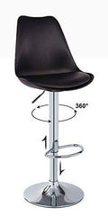 Kuber Industries Pair of 2 Revolving Curvy Bar Stool Chair for Kitchen with Footrest & 360 Swivel | 32 inch Height Adjustable High Chair Combo for Breakfast Counter & Cafeteria | Orange