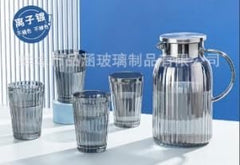 Urbane Home Borrosilicate Jugs and Glasses Set|JDA018-GRY|Pack of 5