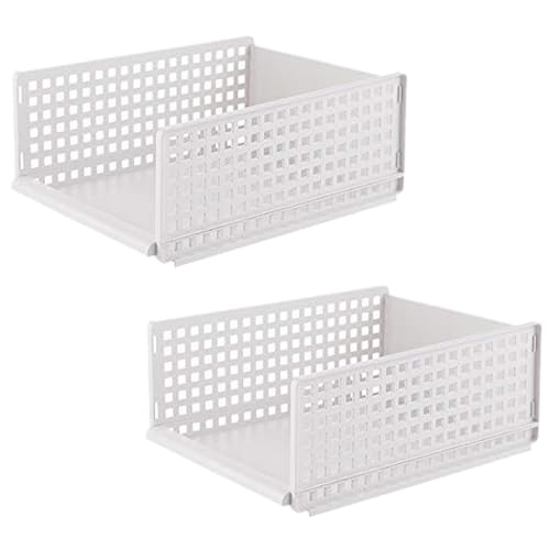 Kuber Industries Integrated Stacking Basket|Storage Organizer|Basket For Cosmetic, Fruits, Assesories|Pack of 2|White