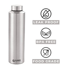 Kuber Industries Stainless Steel Bowl, Plate, and Bottle Set | Durable, Mirror Finish Shiny Utensils | Stainless Steel 200ml Bowl Set of 6, 1 Liter Bottle and Plate Set of 6