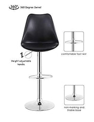 Kuber Industries Pair of 2 Revolving Curvy Bar Stool Chair for Kitchen with Footrest & 360 Swivel | 32 inch Height Adjustable High Chair Combo for Breakfast Counter & Cafeteria | Black