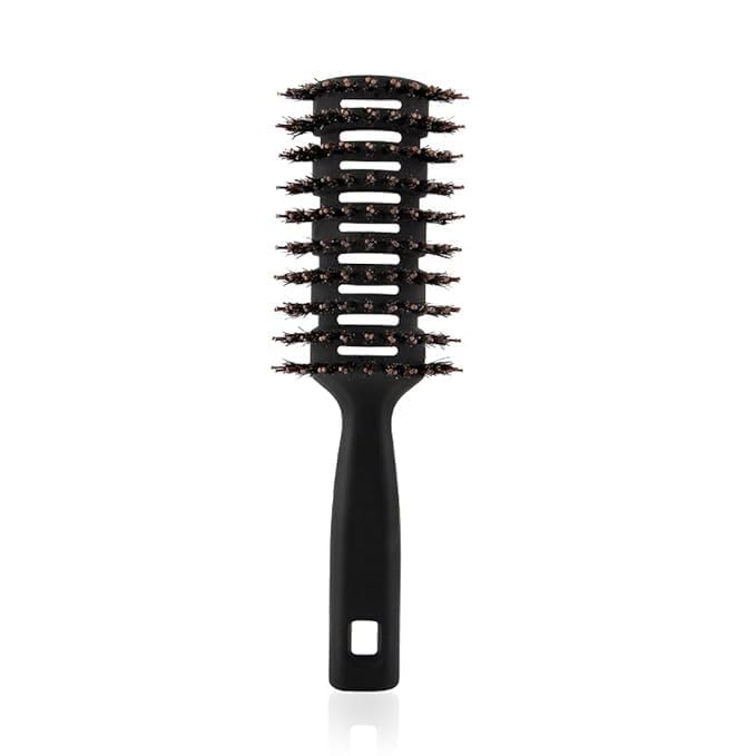 Kuber Industries Hair Brush | Flexible Bristles Brush | Hair Brush with Paddle | Quick Drying Hair Brush | Suitable For All Hair Types | Round Vented Hair Brush | C13-X-BLK | Black