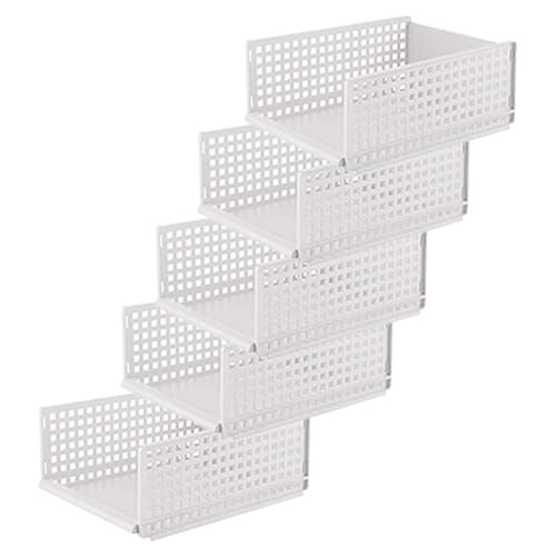 Kuber Industries Integrated Stacking Basket|Storage Organizer|Basket For Cosmetic, Fruits, Assesories|Pack of 5|White