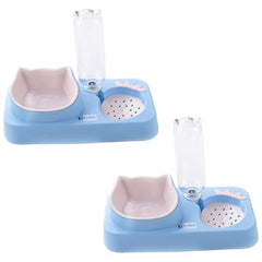 Kuber Industries Animal Feeding Plastic 2 in 1 Pet Bowls | Cat & Dog Bowl | Small/Medium Size Pet Feeding Bowl | Non-Toxic & 100% Safe for Pets (Pack of 2) | Blue