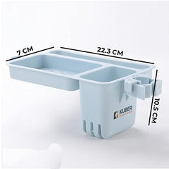 Kuber Industries Kitchen Organizer With Soap Holder|Premium PP|Durable & Sturdy|DIY Self-Adhesive Design|Multipurpose Bathroom Shelf|Smart Drainage Holes|TM18005|Pack Of 5 |Blue