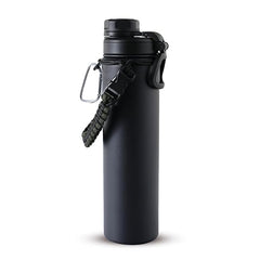 Homestic Water Bottle | Steel Water Bottle for Daily Use | Vacuum Insulated Flask Water Bottle with Rope | Hot & Cold Water Bottle | 720 ML | LX-230601 | Black