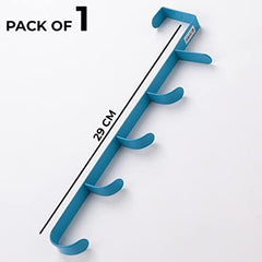 Kuber Industries 5-Level Cloth Hanger|Multipurpose Cloth & Towel Holder|Iron Spray Material|Easy Installation|Interchangeable Over The Door Towel Holder|ZT-3115(B) Pack of 6|Blue
