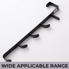 Kuber Industries 5-Level Cloth Hanger|Multipurpose Cloth & Towel Holder|Iron Spray Material|Easy Installation|Interchangeable Over The Door Towel Holder|ZT-3115|Pack of 4|Black