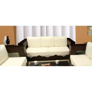 Kuber Industries 6 Piece Cotton Sofa Cover Set - Cream