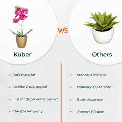 Kuber Industries Artificial Plants for Home D?cor|Natural Looking Indoor Fake Plants with Pot|Artificial Flowers for Decoration-Pack of 3 (Pink)