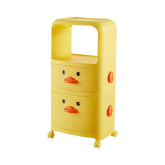 Homestic (Pack of 1) Duck Storage Rack | Large Capacity Trolley Rack For Living Room | Storage Rack For Books | Multipurpose Storage Trolley with Drawers & Wheels For Toys | 518-1 | Yellow