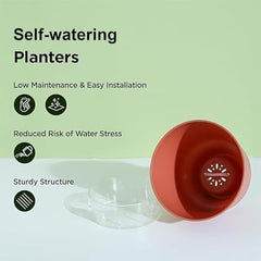 Kuber Industries Flower Pot | Flower Planter Pots for Indoor | Flower Pots for Outdoor | Pot for Garden & Balcony Flowering | Self Watering Flower Pot | P45-3..| Pack of 4 | Multi