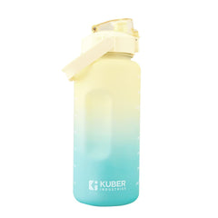 Kuber Industries 2 Litre Water Bottle with Time Marker|BPA Free,Leakproof,Non-Toxic & Durable|Sipper Water Bottle for Kids & Adults with Straw|For Gym,Home,Office & School |Yellow & Blue (Pack Of 3)