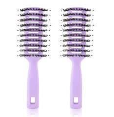 Heart Home Hair Brush | Flexible Bristles Brush | Hair Brush with Paddle | Quick Drying Hair Brush | Suitable For All Hair Types | Round Vented Hair Brush | 2 Piece | C13-X-PURP | Purple
