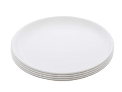 Kuber Industries 3 Pieces Unbreakable Round Plastic Microwave Safe Dinner Plates (White) - CTKTC034596