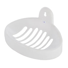 Heart Home Soap Holder|Sink Soap Holder|Plastic wall Mounted Soap Holder|Oval Shape Self Draining Soap Dish for Bathroom (White)