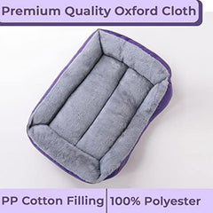 Kuber Industries Dog & Cat Bed|Super Soft Plush Top Pet Bed|Oxford Cloth Polyester Filling| Washable Dog Bed|Rectangular Cat Bed with Rise-Edge Pillow|QY036P-S|Purple(Pack of 4)