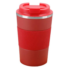 Kuber Industries Stainless Steel Insulated Coffee Mug With Sleeve|Travel Coffee Mug "380 ML"-Pack of 2|Red|