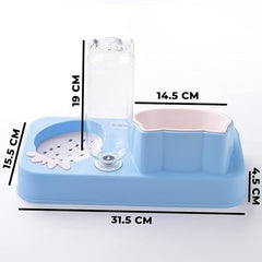 Kuber Industries Animal Feeding Plastic 2 in 1 Pet Bowls | Cat & Dog Bowl | Small/Medium Size Pet Feeding Bowl | Non-Toxic & 100% Safe for Pets (Pack of 4) | Blue