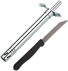 Kuber Industries Easy Grip Stainless Steel Regular Gas Lighter for Kitchen Stove Lighter with Stainless Steel Knife Free, Set of 2 (Silver), Standard | Convenient Kitchen Ignition Tool Set