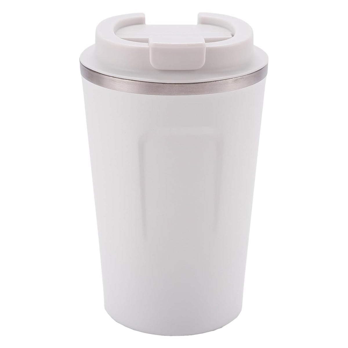 Kuber Industries Stainless Steel Insulated Coffee Cup With Sipper Mouth|Travel Coffee Mug "380 ML"-Pack of 3|White|