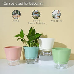 Urbane Home Flower Pot | Flower Planter Pots for Indoor | Flower Pots for Outdoor | Pot for Garden & Balcony Flowering | Self Watering Flower Pot | P43-3..| Pack of 4 | Multi