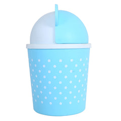 Kuber Industries Teddy Table Dustbin|Plastic Swinging Lid Waste Storage Garbage Bin|Desktop Trash Can For Study Table, Office|Pack of 2 (Sky Blue)