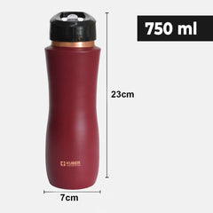 Kuber Industries Copper Water Bottle with Sipper | BPA Free & Non-Toxic | Leakproof, Durable & Lightweight | with Added Health Benefits of Copper | Ergonomic Design & Easy to Clean | Maroon | Maroon