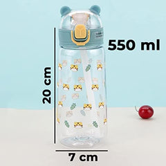 Kuber Industries Pack of 10 Water Bottle for Kids | Printed Designs for Kids | Bottle for Kids | Food Grade Plastic | One Click Open Flip Lid | Transparent, Leak Proof, BPA Free | 420 ml