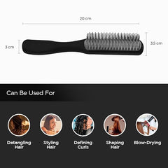 Kuber Industries Hair Brush | Flexible Bristles Brush | Hair Brush with Paddle | Straightens & Detangles Hair Brush | Suitable For All Hair Types | Pack of 3 | C19-BLK-S | Small | Black