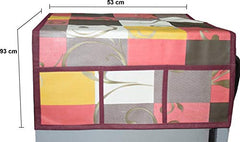 Kuber Industries Cloth 3 Pieces Fridge Mat, 1 Piece Handle Cover and 1 Pieces Fridge Top Cover (Multi)-CTKTC2780