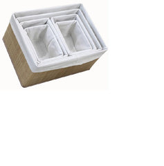 Kuber Industries Pack of 36 Bamboo Storage Basket With Liner|Fodable Storage Organizer|Box For Cloth, Toiletry, Bathroom|Capacity 14.9L, 10.5L, 3.5L, 1.9L|Natural|
