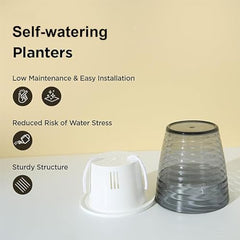 Kuber Industries Flower Pot | Flower Planter Pots for Indoor | Flower Pots for Outdoor | Pot for Garden & Balcony Flowering | Self Watering Flower Pot | P35-2..| Pack of 4 | Multi