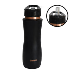 Kuber Industries Copper Water Bottle with Sipper | BPA Free & Non-Toxic | Leakproof, Durable & Lightweight | With Added Health Benefits of Copper |Easy to Clean | Maroon | Black (Pack Of 2)
