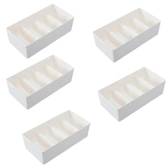 Kuber Industries Cloth Storage Box 4 GridDrawer Divider|Wardrobe Organizer For clothes-Pack of 5 (White)