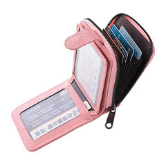 Kuber Industries Card Holder Wallet For Men Women|Debit Credit Card Holder|Wallet For Id, Visiting Card, Buisness Card|RFID Protected|Button & Zipper Closure Wallet|Pink (Pack Of 6)