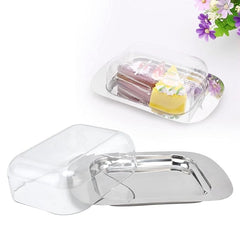 Kuber Industries Pack of 3 Butter Box Container | Steel Butter Dish Box | Cheese Storage Keeper Tray | Butter Keeper Container | Butter Storage Container Tray | Butter Tray | 11008-D | Silver