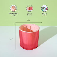 Urbane Home Flower Pot | Flower Planter Pots for Indoor | Flower Pots for Outdoor | Pot for Garden & Balcony Flowering | Self Watering Flower Pot | P48-2..| Pack of 4 | Multi
