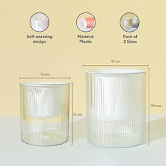 Urbane Home Flower Pot | Flower Planter Pots for Indoor | Flower Pots for Outdoor | Pot for Garden & Balcony Flowering | Self Watering Flower Pot | BGX01F..| Pack of 2 | White
