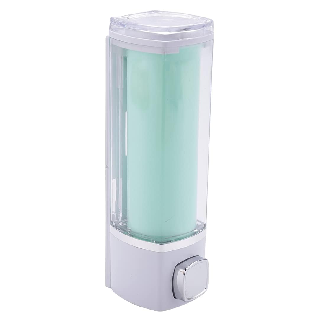 Urbane Home Manual Shampoo & Soap Dispenser | Wall Mounted | Soap Dispenser for Kitchen & Bathroom | Refillable, Lightweight & Durable | Easy to Clean | Green Color