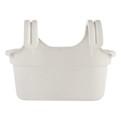 Kuber Industries Hanging Flower Pot|Double Hook Plant Container|Durable Plastic Glossy Finish Pots for Home|Balcony|Garden|12 Inch|Pack of 3 (White)