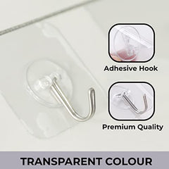 Kuber Industries Hooks for Wall | ABS | Durable & Rust-Proof for Bathroom, Kitchen | Wall Hooks for Doors & Closets| Pack of 10 |Transparent