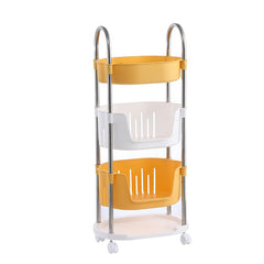 Kuber Industries (Pack of 1) Utility Rolling Cart | 4 Tier Kithen Storage Cart with Caster Wheels | Space Saving Home Storage Organizer | Trolley Rack with Wheels | YM564YW | Yellow White