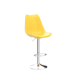Kuber Industries Pair of 2 Revolving Curvy Bar Stool Chair for Kitchen with Footrest & 360 Swivel | 32 inch Height Adjustable High Chair Combo for Breakfast Counter & Cafeteria | Yellow