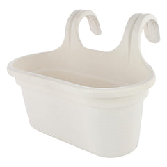 Kuber Industries Hanging Flower Pot|Double Hook Plant Container|Durable Plastic Glossy Finish Pots for Home|Balcony|Garden|12 Inch|Pack of 3 (White)