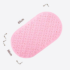 Kuber Industries Bath Mat | PVC Bathroom Mat | Shower Bath Mat | Floor Tub Mat | Bathroom Oval Mud Mat | Anti-Skid Shower Bathroom Mat | Q-02D |Pack of 5| Pink