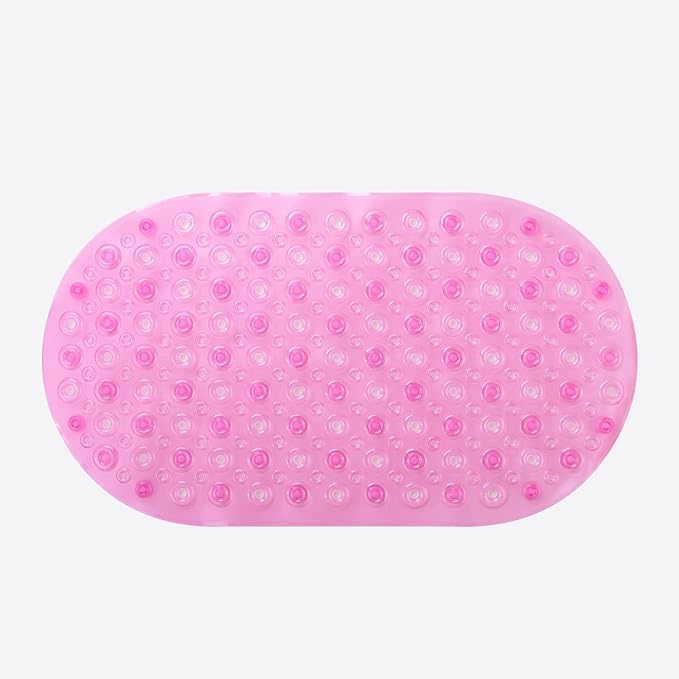 Homestic Bath Mat | PVC Bathroom Mat | Shower Bath Mat | Floor Tub Mat | Bathroom Oval Mud Mat | Anti-Skid Shower Bathroom Mat | Q-01C | Pink